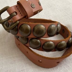 Brown Studded Genuine Leather Women’s Belt